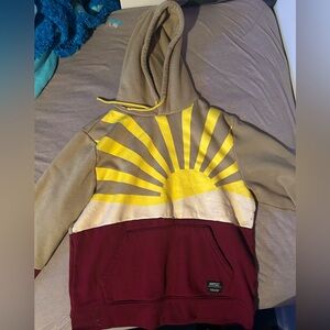 Mens hoodie. Tan,red and yellow